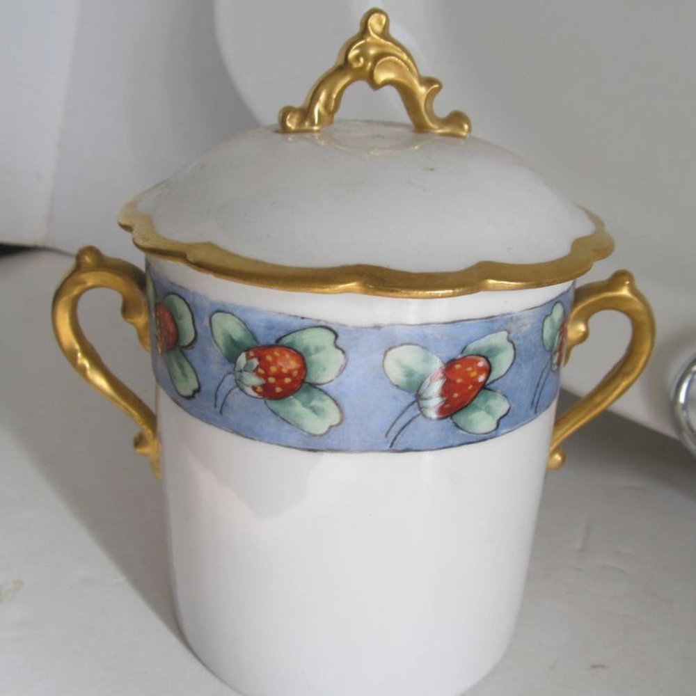 Hand painted Porcelain Jam Jar Condensed Milk Container Fessler Vienna Austria